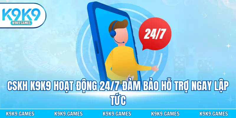 CSKH K9K9 hoạt động 24/7 đảm bảo hỗ trợ ngay lập tức